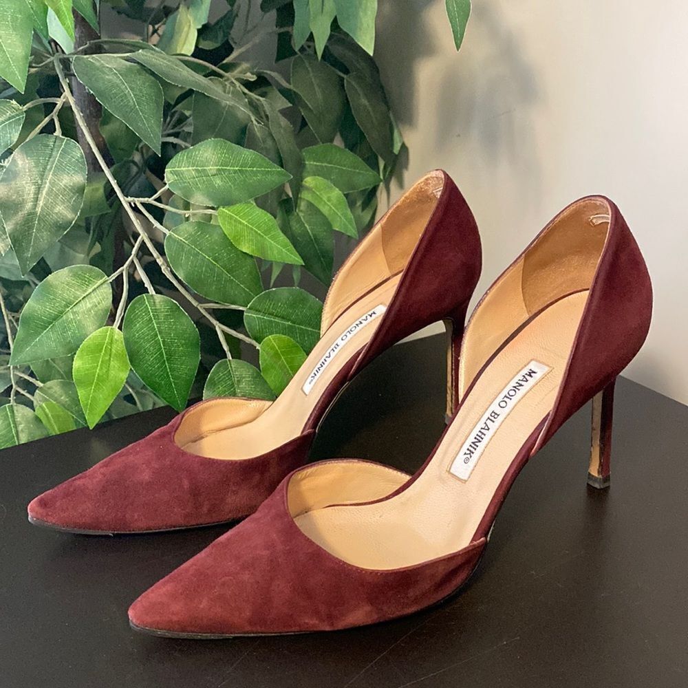 Manolo Blahnik Tayler Suede D’Orsay Pumps 75mm
